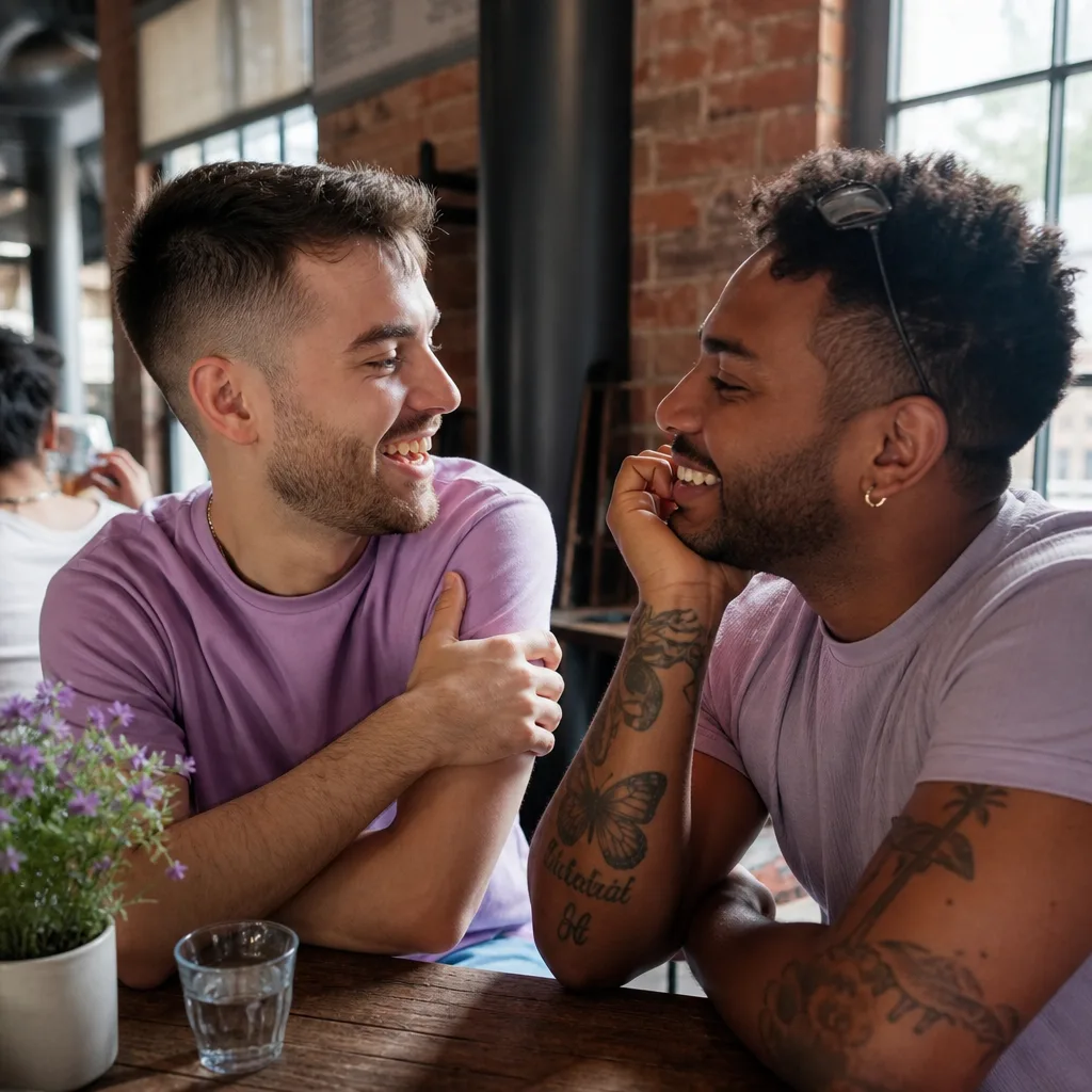 Two men meeting for coffee in Manchester city centre